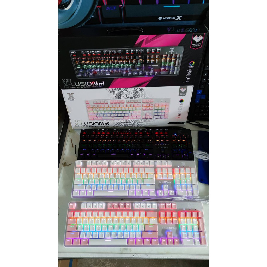 NUBWO X21 X-LUSION M+ Mechanical BLUESWITCH Gaming Keyboard Marco (คีย์บอร์ดแมคคานิคอล ปุ่มโอเทมุออพติคอลสวิตช์)