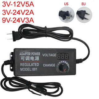 อะแดปเตอร์ชาร์จพาวเวอร์ซัพพลาย DC 3V 4V 4.5V 5V 6V 7V 7.5V 8V 9V 10V 12V 13.5V 14V 15V 16V 17V 18V 19V 20V 21V 24V 2A 3A 5A ปรับได้