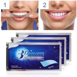 แผ่นฟอกฟันขาว 3D White Teeth Whitening Strips แผ่นแปะฟอกฟันขาว ฟอกสีฟัน 1 ซอง