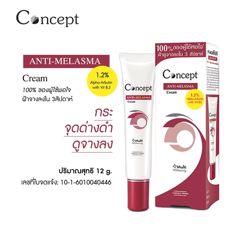Concept Anti Melasma Cream ครีมทาฝ้าคอนเซ็ปท์ 12 กรัม (1หลอด)