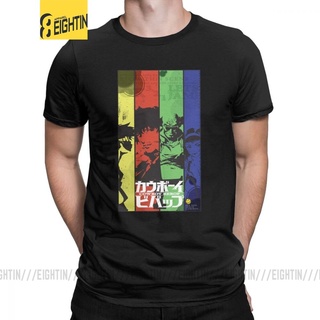 เสื้อยืดแขนสั้น ผ้าฝ้าย 100% พิมพ์ลายอนิเมะ Lets Jam Cowboy Bebop สไตล์วินเทจ สําหรับผู้ชายS-5XL