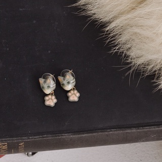 FAIRY TALES - Cool cat : The American Shorthair Cat Earring ต่างหูแมว ต่างหูแฟชั่น สัตว์เลี้ยง ก้านเงิน92.5 สำหรับสตรี