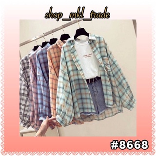 SHOP_MKL🌿เสื้อเชิ้ตลายสก็อต สีสดใส วินเทจ  #8668