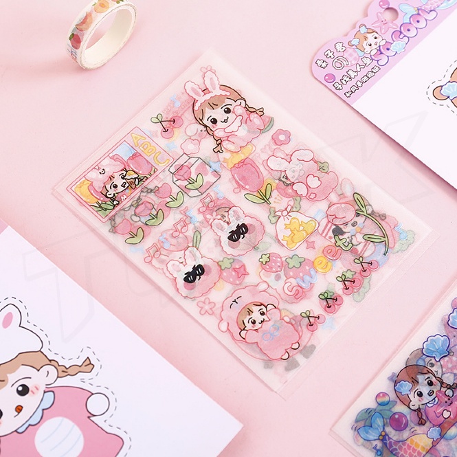 พร้อมส่ง❗❗ สติ๊กเกอร์ 4แผ่น 🧡 Sticker PVC มุก น่ารักกันน้ำ สําหรับตกแต่ง ไดอารี่ สติ๊กเกอร์ไดคัท ลายน่ารัก 🧡 ถูกสุดๆ - รูปที่ 4