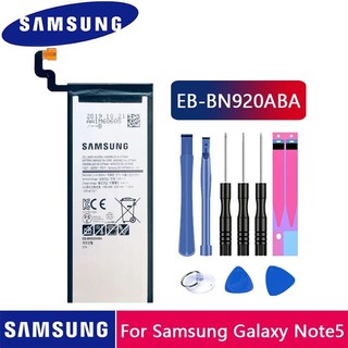 100% แบตเตอรี่ Samsung EB-BN920ABE สำหรับ Samsung Galaxy หมายเหตุ 5 N9200 N920T N920F Note5 SM-N920 N9208 3000mAh