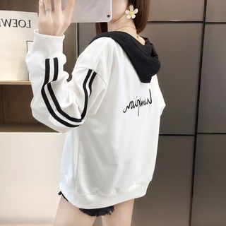 มาใหม่ เสื้อแจ็คเก็ตแขนยาวมีซิปหมวกกระเป๋าผ้าดีผ้านุ่มใส่สบาย คลุมกันร้อนกันหนาวผู้หญิง ฮู้ดดี้