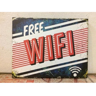 ป้ายไม้ ขายดี คำว่า FREE WIFI