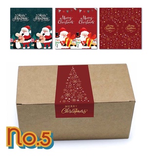 No.5 (50 PCS/SET) สติ๊กเกอร์ป้ายฉลากแบบ xmas HBD ทรงสี่เหลี่ยมสําหรับติดกล่องของขวัญ สติ้กเกอร์ติดกล่องของขวัญน่ารักๆ