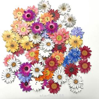 50pcs 25mm Handmade Accessories Scrapbooking Flowers Sewing Wooden Craft DIY 2 Holes Button