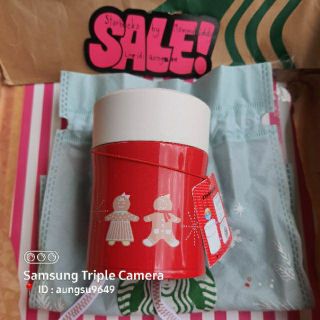 Starbucksแท้! Thermos ลาย Xmas Ginger Brede #สีแดงสดใส  เก็บร้อน-เย็นได้ดีมาก