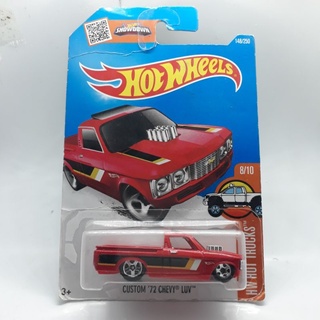 รถเหล็ก Hot wheels CUSTOM 72 CHEVY LUV สีแดง แพคยับ (Ib24)