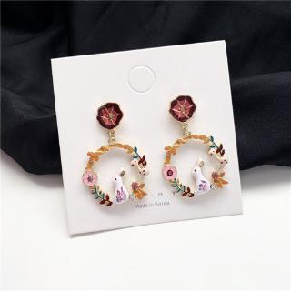 Enamel color rabbit Earrings temperament Earrings super immortal system personality ins ear clip