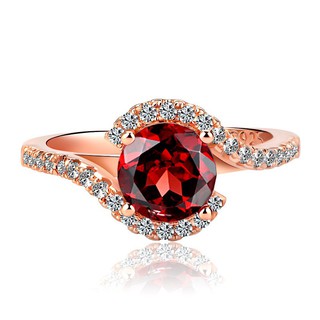 เครื่องประดับ rose gold cincin wanita แหวนเพทายสีแดงสีเขียวสวยหรู