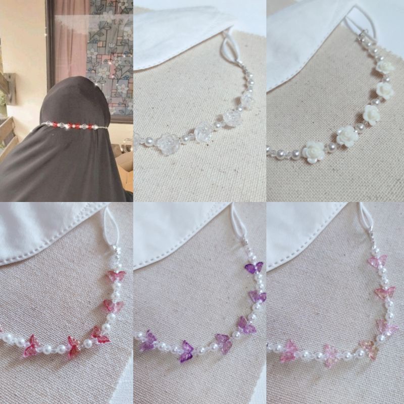No.1- No.50 สายคล้องแมสสาวมุสลิม คาดด้านหลัง*พร้อมส่ง* สายคล้องแมสแบบสั้น 💓 Handmade D.I.Y. พร้อมส่ง!!
