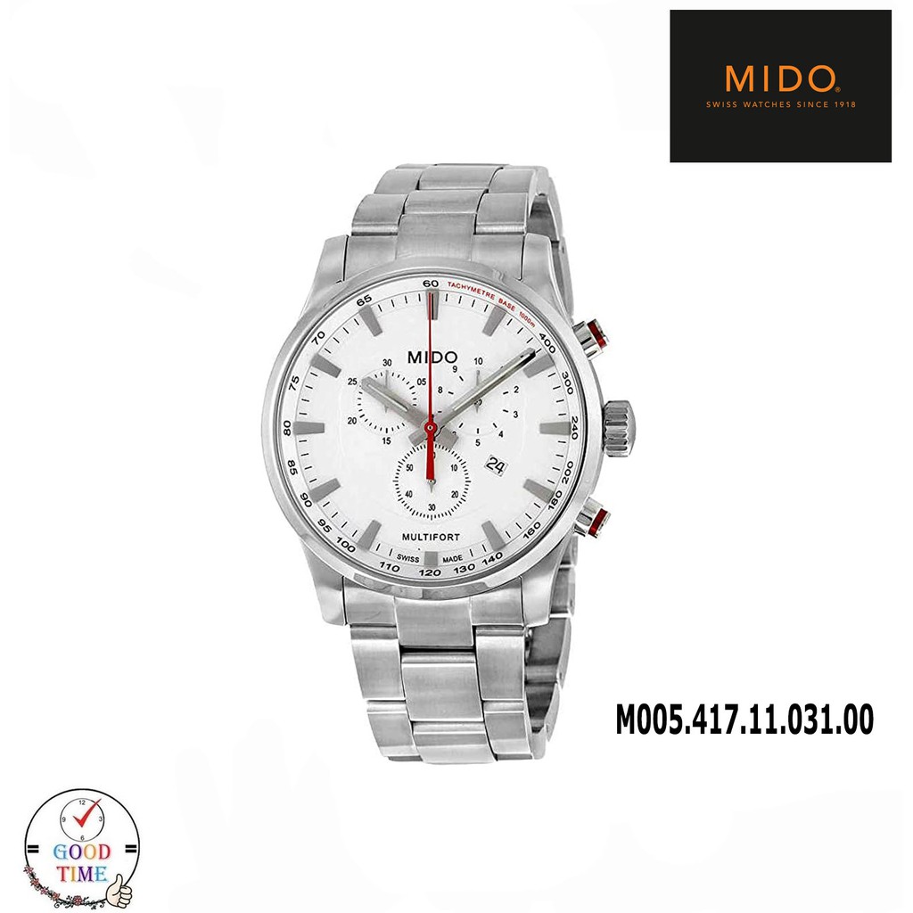MIDO Multifort Quartz Chronograph นาฬิกาข้อมือชาย รุ่น M005.417.11.031.00 สายสแตนเลสแท้