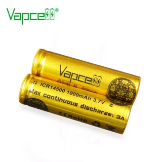 ถ่านชาร์จ Vapcell ICR14500 1000mAh 3.7V 3A รุ่นหัวตัด ของแท้ 2ก้อน