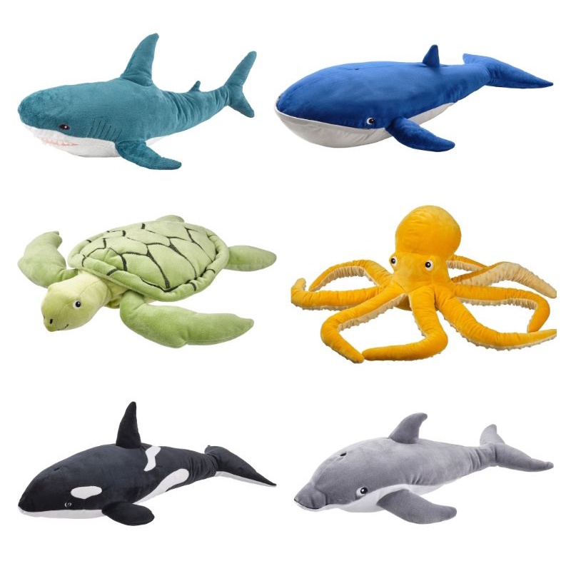IKEA  ตุ๊กตา ฉลาม วาฬ  แท้ๆ น่ารัก ตุ๊กตาผ้า เต่าทะเล ฉลาม ปลาหมึก โลมา ปลาวาฬ เต่า ปลา