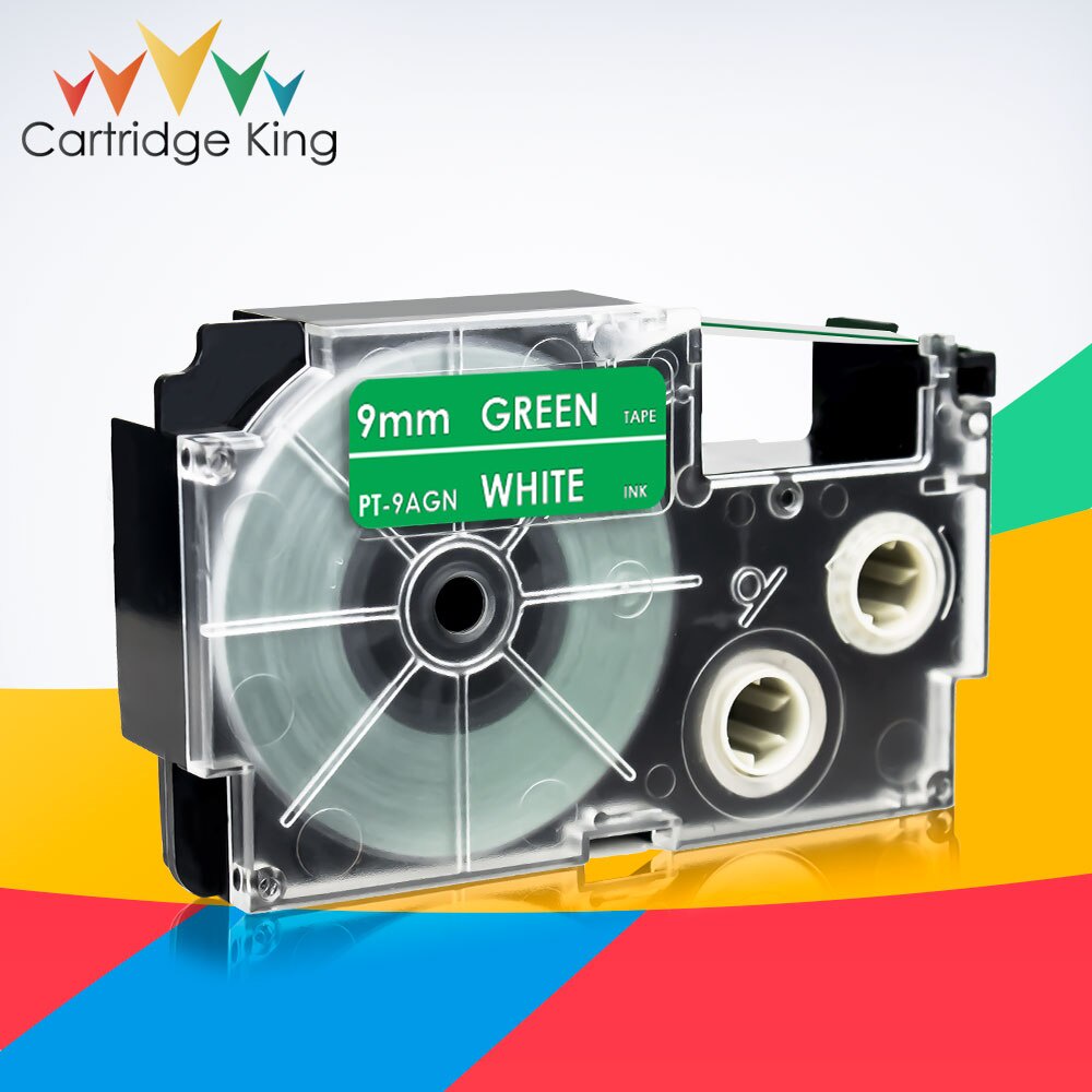 Printer XR-9AGN White on Green 9mm Tape Compatible for Casio KL60 KL100 KL120 KL750 KL780 KL820 KL70