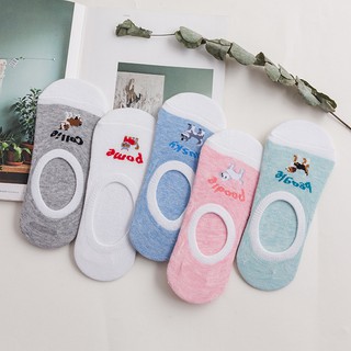 🚚พร้อมส่ง 🧦ถุงเท้าข้อเว้า ข้อต่ำ น้องหมาน่ารักๆ  ผ้านุ่ม ใส่สบาย เก็บเงินปลายทางได้‼