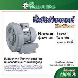 ปั๊มริงโบลเวอร์ Ring Blower Norvax NVT-085 1 แรงม้า ขนาดท่อ 1.1/4 นิ้ว ไฟฟ้า 380 โวล์ท