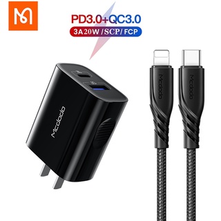 Mcdodo เครื่องชาร์จ 20W Charger PD+QC สําหรับ iPhon 13 Pro Max 12-6 Series เข้ากันได้กับ Huawei Super Fast Charging เข้ากันได้กับ OPPO VIVO OnePro VOOC Fl