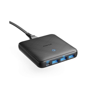 Anker 65W 4 พอร์ต PIQ 3.0 &amp; GaN อะแดปเตอร์ชาร์จเร็ว, A2045 PowerPort Atom III Slim Wall Charger พร้อมพอร์ต USB C 45W, สําหรับ MacBook, USB C แล็ปท็อป, iPad Pro, iPhone, Galaxy, และอื่น ๆ