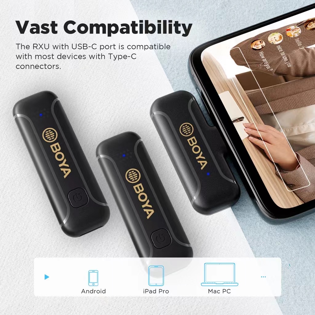 Boya BY-WM3T2-D/U Wireless Lavalier Microphone with Noise Cancellation ไมโครโฟนไร้สาย ตัดเสียงรบกวน 