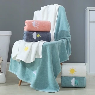 Simple Home พร้อมส่ง! ผ้าเช็ดตัวผืนใหญ่ ปักลาย ผ้าขนหนู คอตตอน 100% หนานุ่ม 4 ลาย น่ารัก