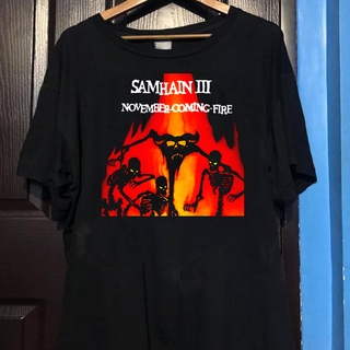 เสื้อยืดครอปเสื้อยืด พิมพ์ลายวงร็อค Samhain November Coming Fire สําหรับผู้ชายS-5XL