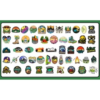 พร้อมส่ง!Camping outdoor travel การตั้งแคมป์ adventure สติกเกอร์ ตกปลา สเก็ตบอร์ด 50 ชิ้น sticker