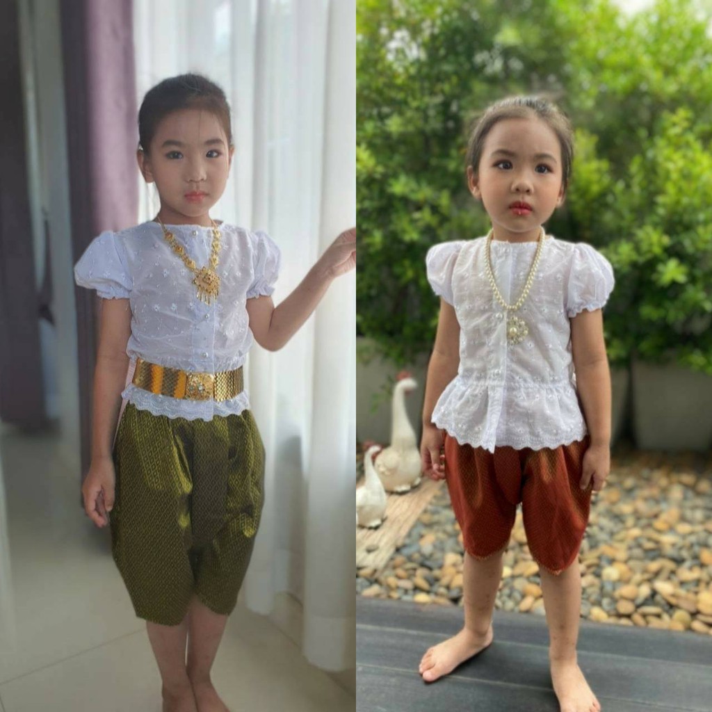 [ เด็ก ญ ] ชุดไทยเด็กหญิง แบบประยุกต์...เนื้อผ้าดี สวยมากค่ะ ชุดสงกรานต์ ชุดลอยกระทง ใส่ไปวัด ชุดเด็ก
