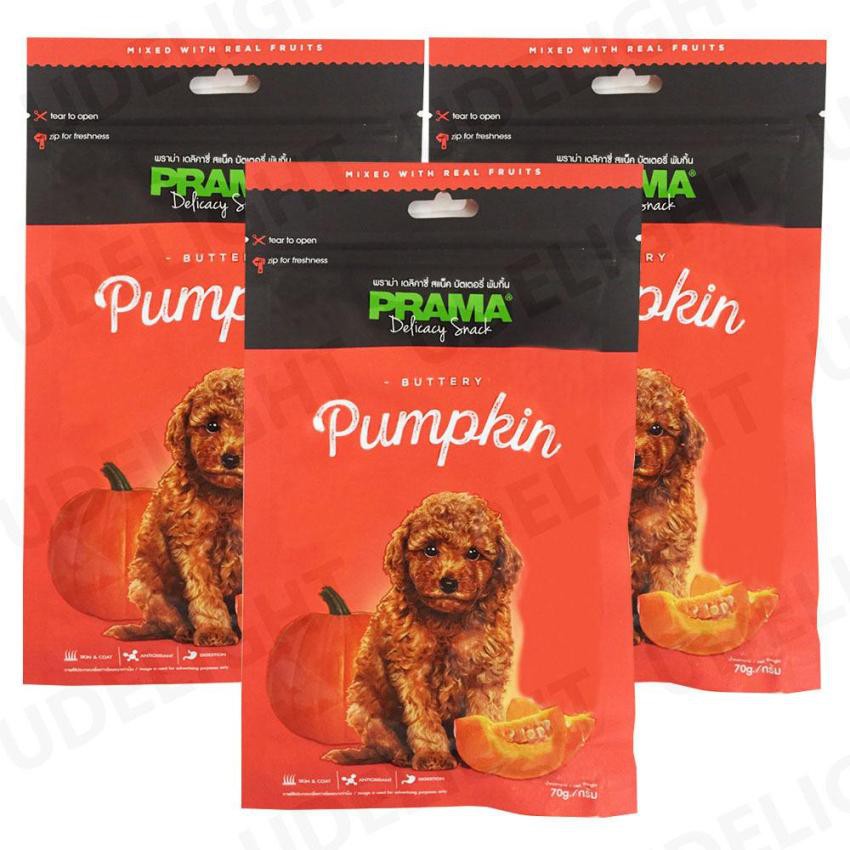 ขนมสุนัข Prama Stick รสฟักทอง 70กรัม (3 ห่อ) PRAMA Dog Buttery Pumpkin Dog Treat 70g (3 bags)