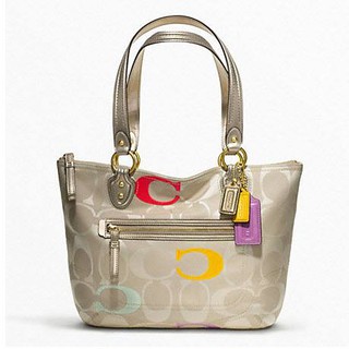 Impcoachza พร้อมส่ง กระเป๋าสะพาย Coach รุ่น POPPY EMBROIDERED SIGNATURE C SMALL TOTE (F23521)