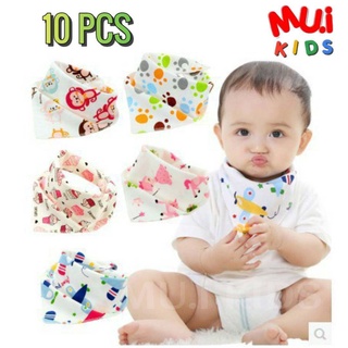 Muikids (10 Pcs) ผ้ากันเปื้อนเด็ก ผ้าฝ้ายทรงสามเหลี่ยมลายการ์ตูนสำหรับเด็ก ผ้ากันเปื้อนสำหรับเด็ก ผ้ากันเปื้อนน่ารัก