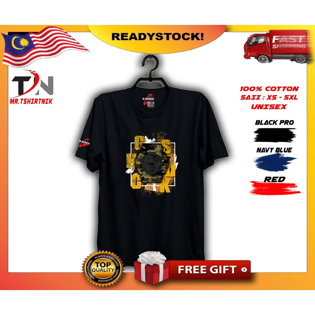 เสื้อยืด G-Shock GA700cm-3ADR ผู้ชายแขนสั้นคุณภาพสูงผ้าฝ้าย 100%