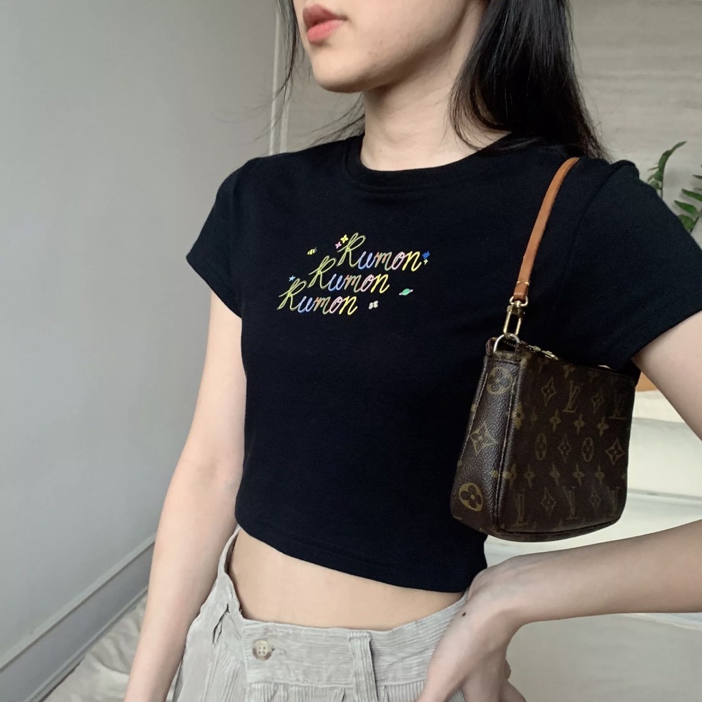 🔥ลดเพิ่ม 25 บาทใส่โค้ด AIM888QK🔥 RUMON OFFICIAL - 'Never Enough' Cropped Tee เสื้อยืดคร๊อป