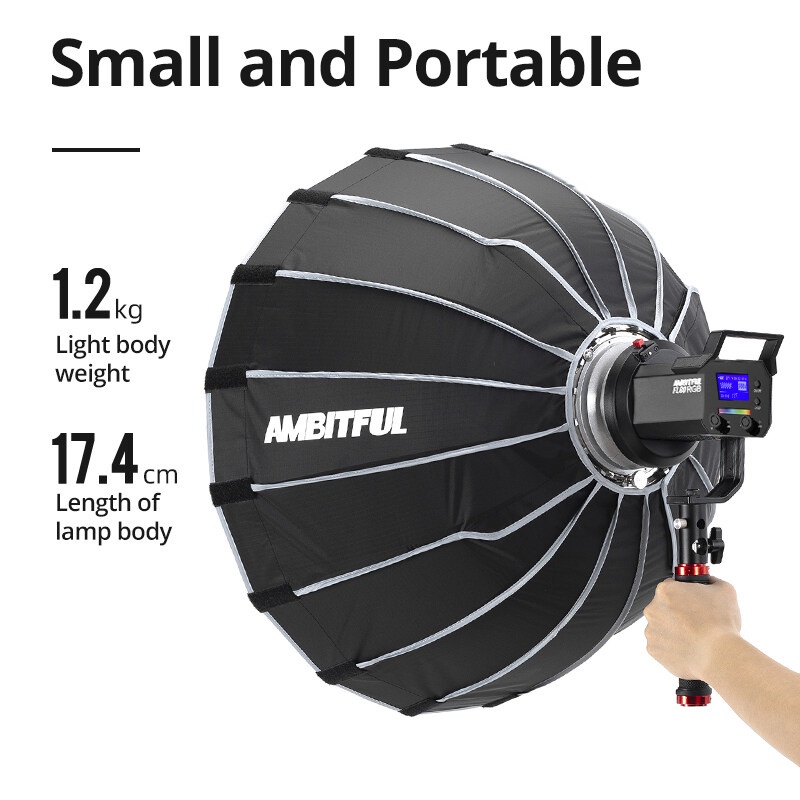 Ambitful FL80 ไฟวิดีโอ LED RGB 80W 10000K สําหรับถ่ายภาพกลางแจ้ง