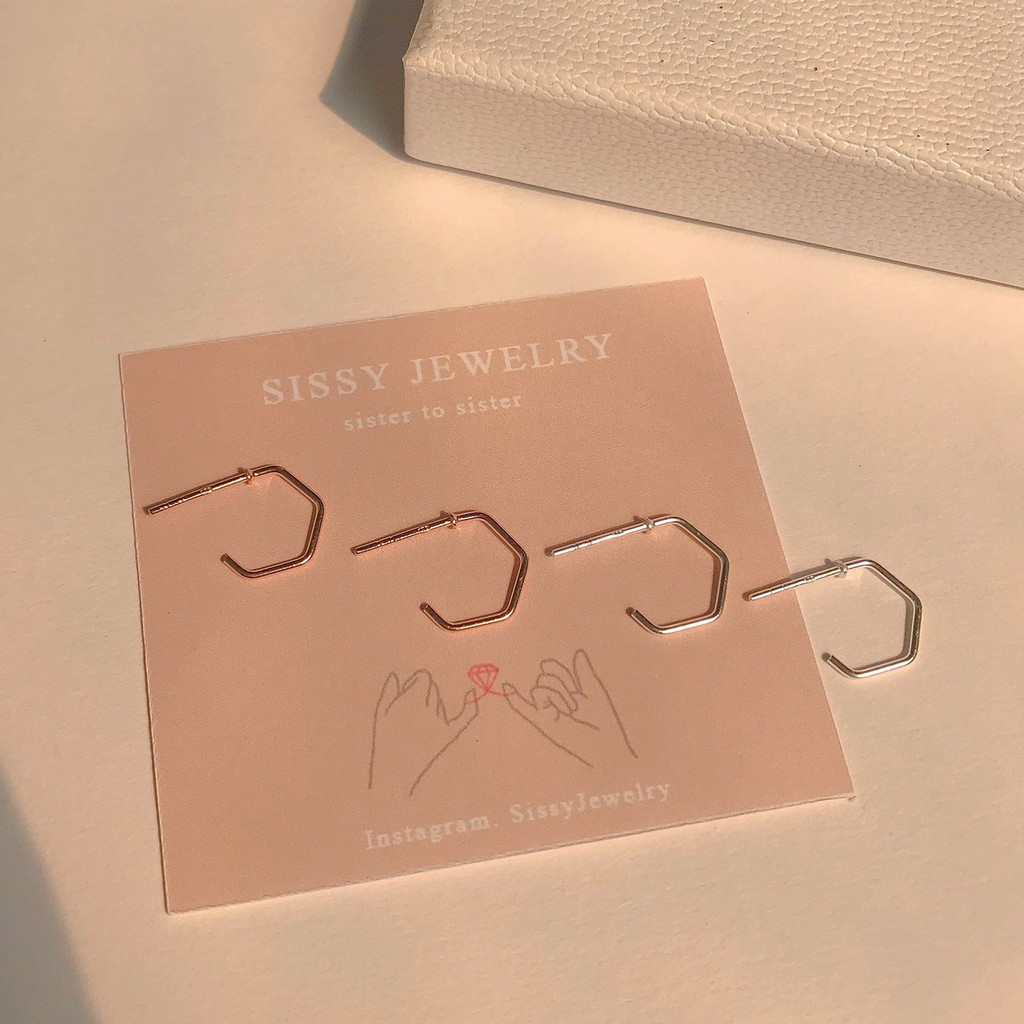 SissyJewelry // ต่างหูเงินแท้ รุ่น Rosegold Couple stud