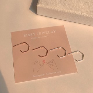 SissyJewelry // ต่างหูเงินแท้ รุ่น pentagon hoop stud มี 3 สี silver/rosegold/gold ใส่ง่าย