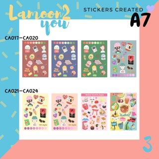 สติกเกอร์ไดคัท Sticker Die-Cut A7 ลายน่ารัก แผ่นละ19฿ 3แผ่น50฿