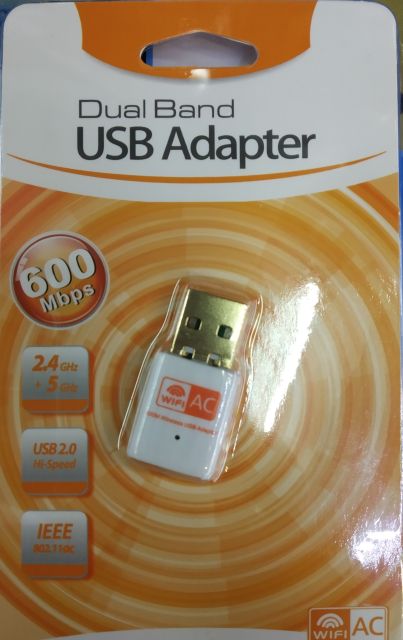 ตัวรับสัญญาณ Wifi 5g 2 ย่านความถี่ 5G/2G Dual Band USB 2.0  WiFi Wireless 600M ไม่มีเสา รับ5G /มีตัวที่มีdiverในตัว