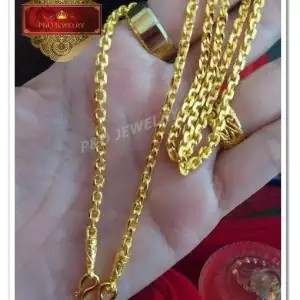 ใหม่!! สร้อยคอชุบทอง 24K (99.9%) ลายคตกิตขัดทราย น้ำหนัก 1 บาท เคลือบแก้ว