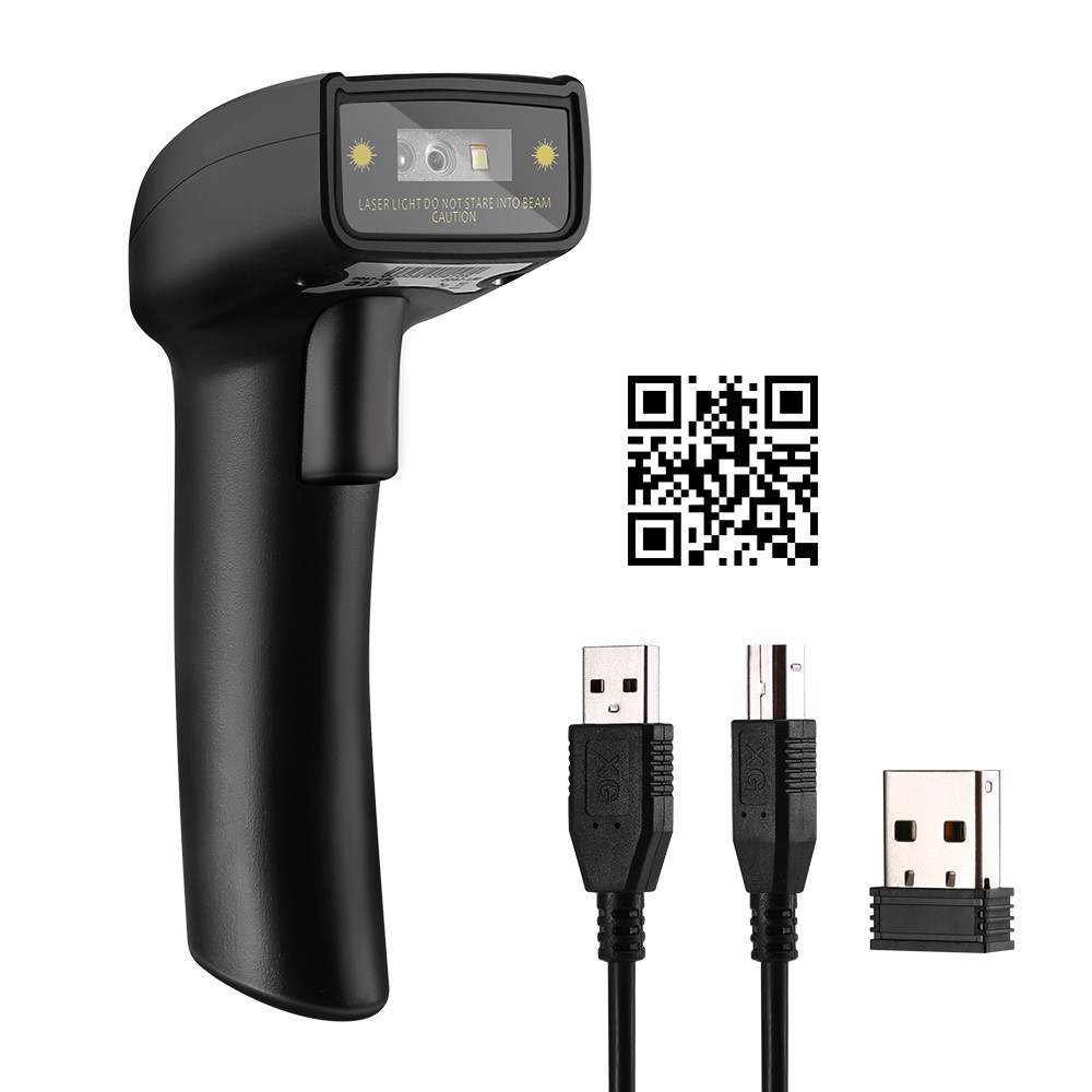 Eyoyo เครื่องสแกนบาร์โค้ดไร้สาย 1D 2D QR 2-in-1 2.4G พร้อมสาย USB CCD PDF417 สําหรับ Windows PC แล็ป