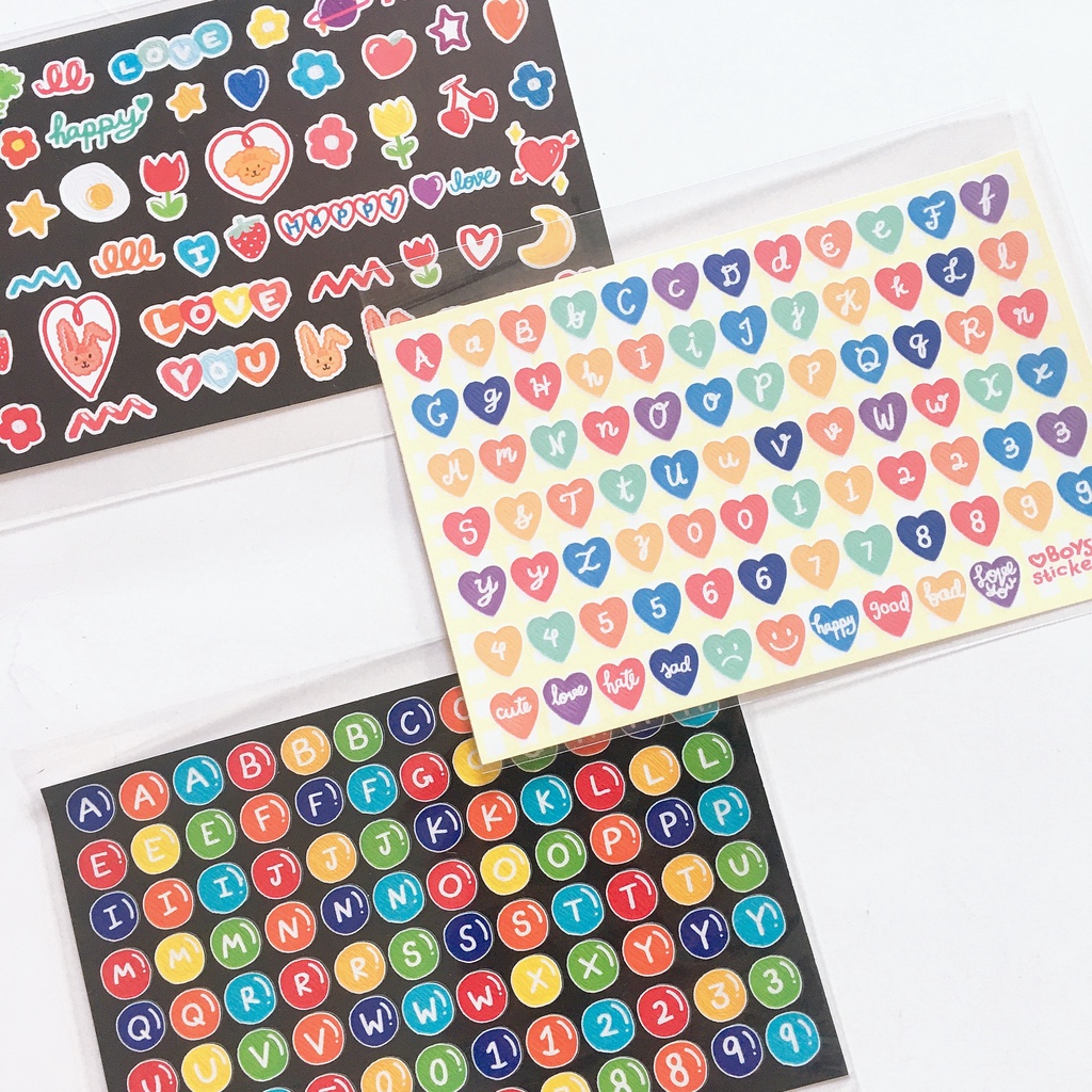สติกเกอร์ alphabet ตัวอักษรภาษาอังกฤษและตัวเลขน่ารัก ตกแต่งไดอารี่ เฟรมการ์ด [boys and i]