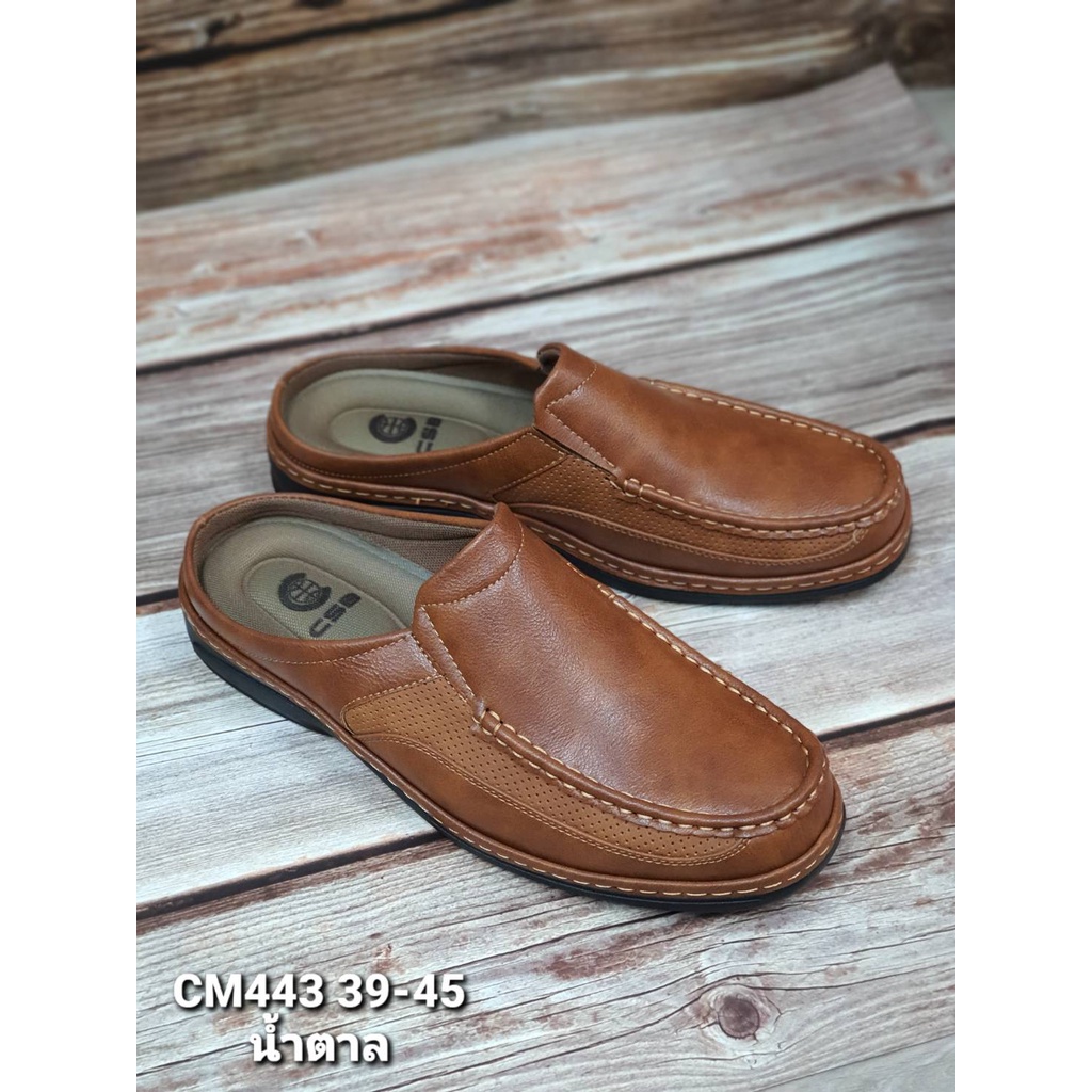CM443รองเท้าหนังเปิดส้นมี3สีดำน้ำตาลแทนไซส์40-45ไซส์ปกติ