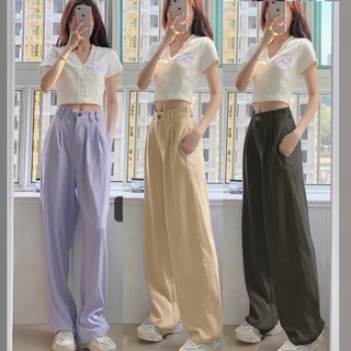 🔥NEW HOT💜กางเกงเอวสูง ผ้าฮานาโกะ กางเกงขายาว กางเกงผ้าฮานาโกะ กางเกงใส่ทำงาน กางเกงขายาว กางเกงผู้หญิง ขากระบอก