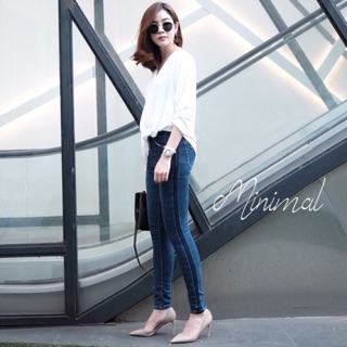 Korea jeans with side striped