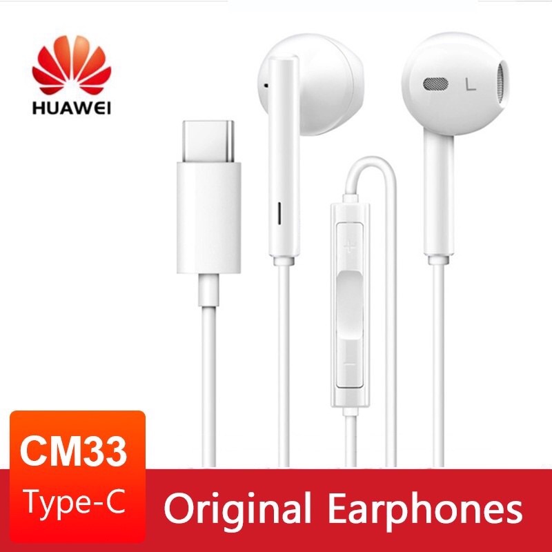 Huawei CM33 หูฟัง TYPE-C Hi-Res USB-C TYPE C ไมโครโฟน ควบคุมระดับเสียง สําหรับ Huawei P20 P30 P40 Pro MATE20 Mate30 40 Nova5T