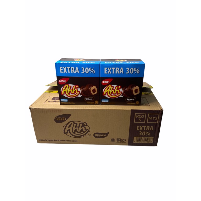 Ahh' Nabati Chocolate Coated Snack 130g,ข้าวโพดอบกรอบ รส ซ็อกโกแลต 130g 1ลัง/จำนวน 10 กล่อง ราคาส่ง 