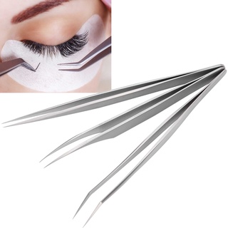 Eyelash Tweezers ชุดแหนบโค้งสําหรับการต่อขนตา 3 ชิ้น / ชุด